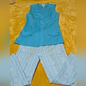 Que Aqua and Sky Blue Pantsuit Ensemble
